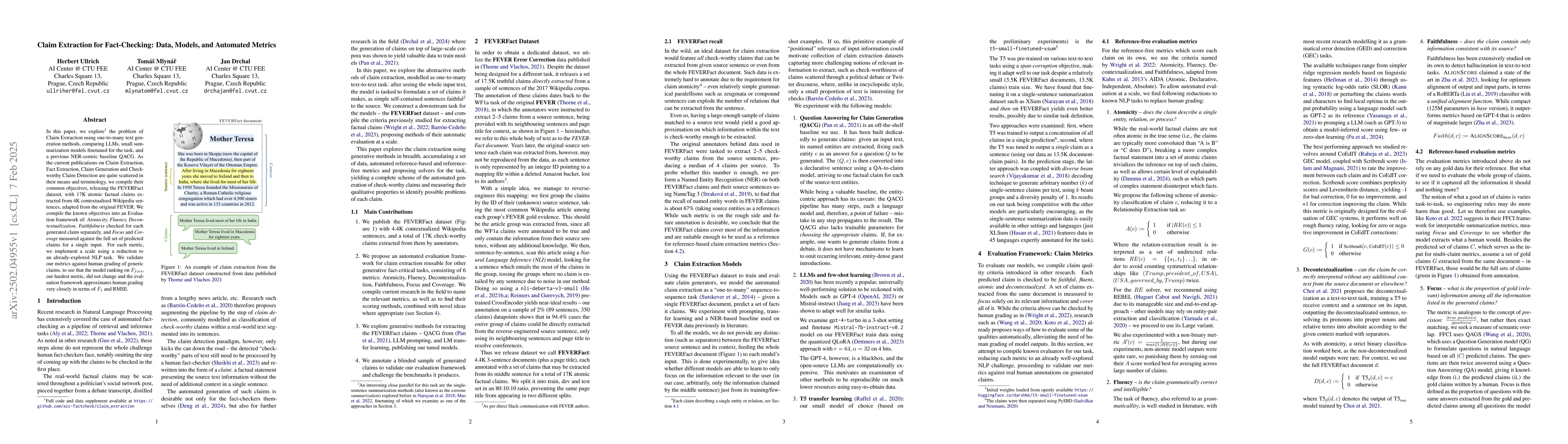 Thumbnail for Claim Extraction for Fact-Checking: Data, Models, and Automated Metrics