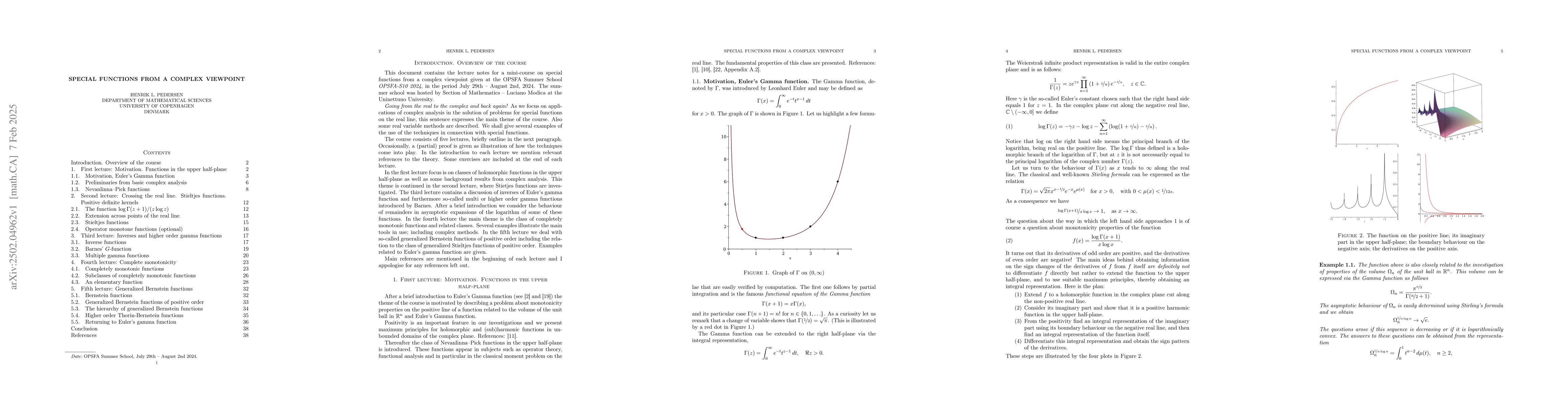 Thumbnail for Special Functions from a Complex Viewpoint