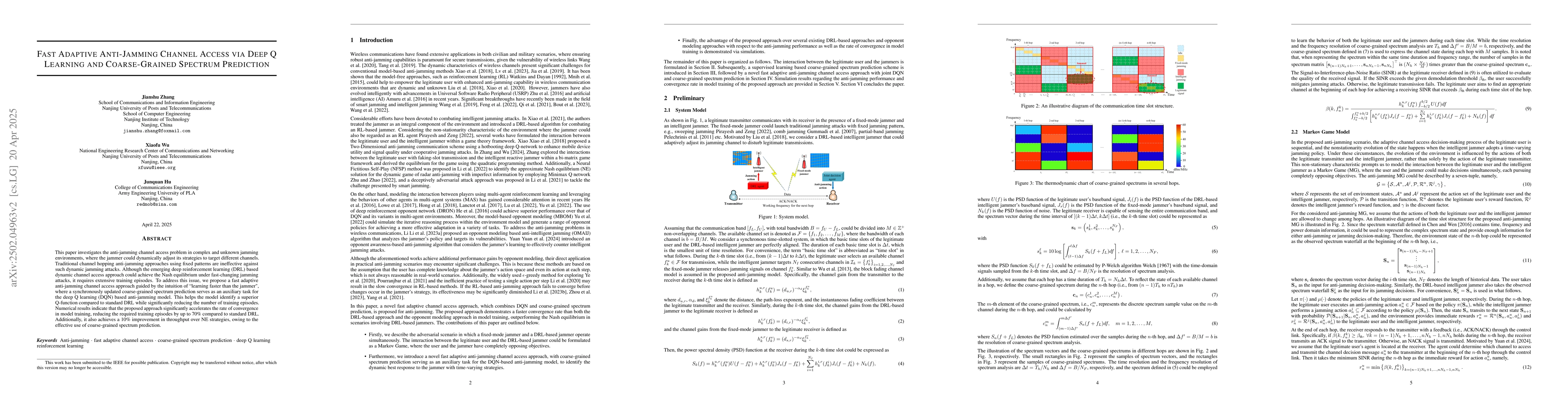Thumbnail for Fast Adaptive Anti-Jamming Channel Access via Deep Q Learning and
  Coarse-Grained Spectrum Prediction