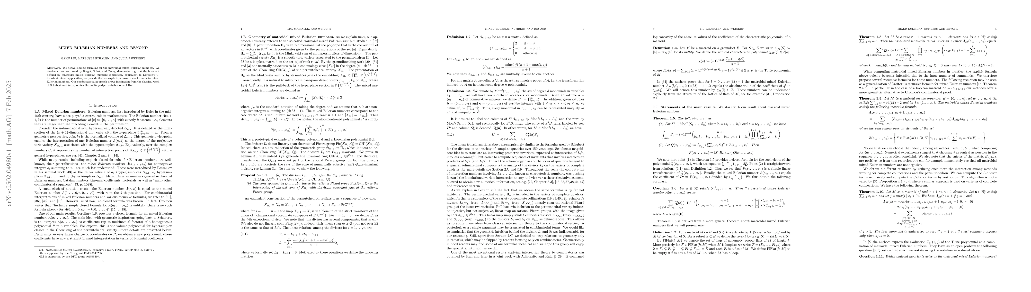Thumbnail for Mixed Eulerian numbers and beyond