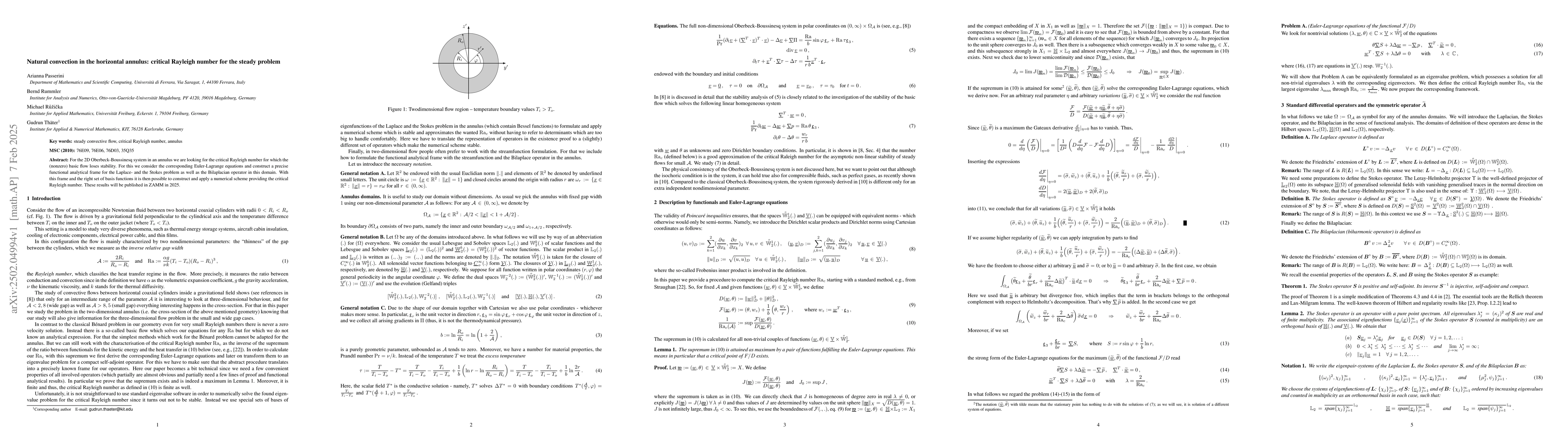Thumbnail for Natural convection in the horizontal annulus: critical Rayleigh number
  for the steady problem