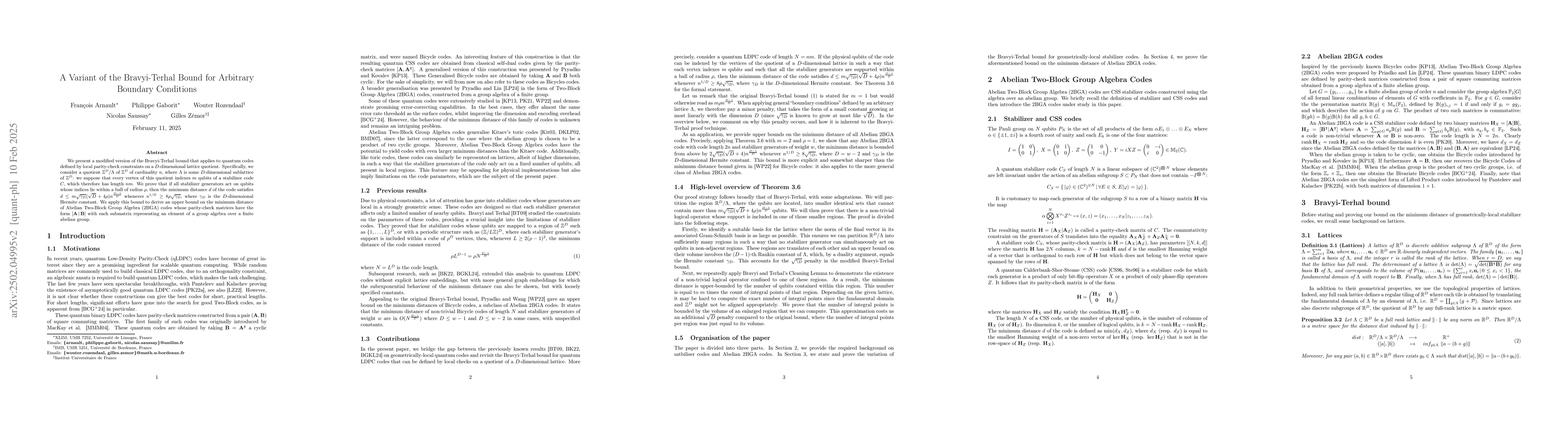 Thumbnail for A Variant of the Bravyi-Terhal Bound for Arbitrary Boundary Conditions