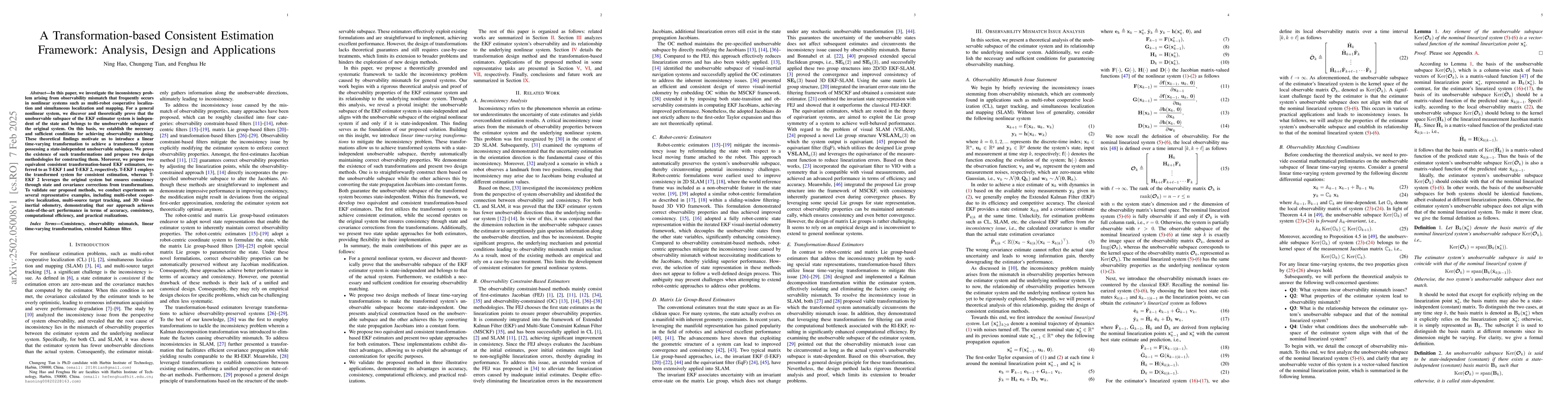 Thumbnail for A Transformation-based Consistent Estimation Framework: Analysis, Design
  and Applications