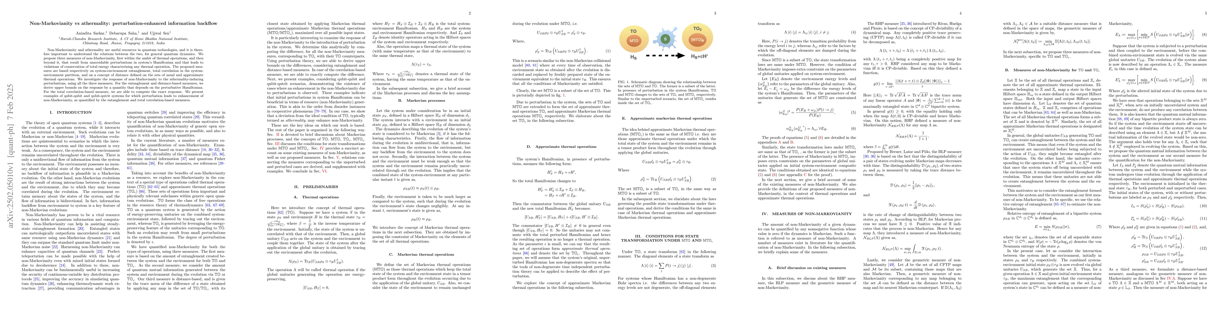 Thumbnail for Non-Markovianity vs athermality: perturbation-enhanced information
  backflow