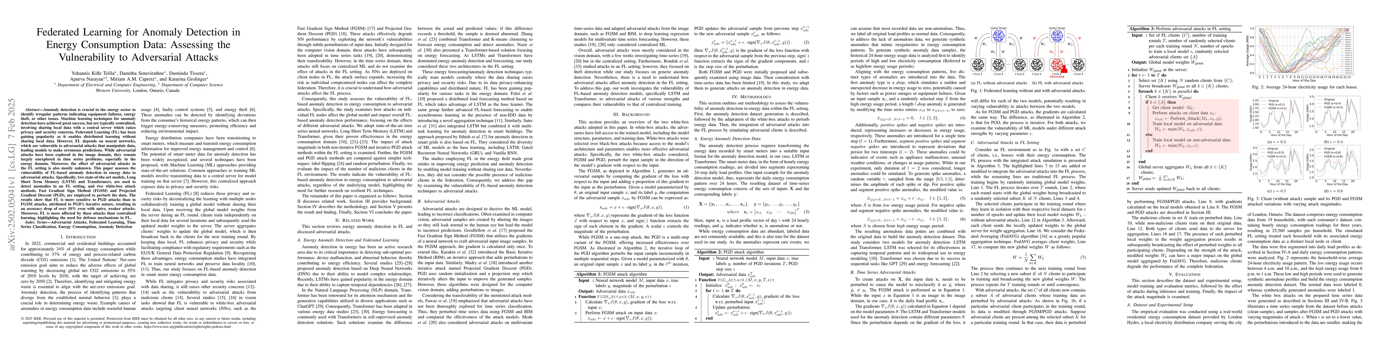 Thumbnail for Federated Learning for Anomaly Detection in Energy Consumption Data:
  Assessing the Vulnerability to Adversarial Attacks