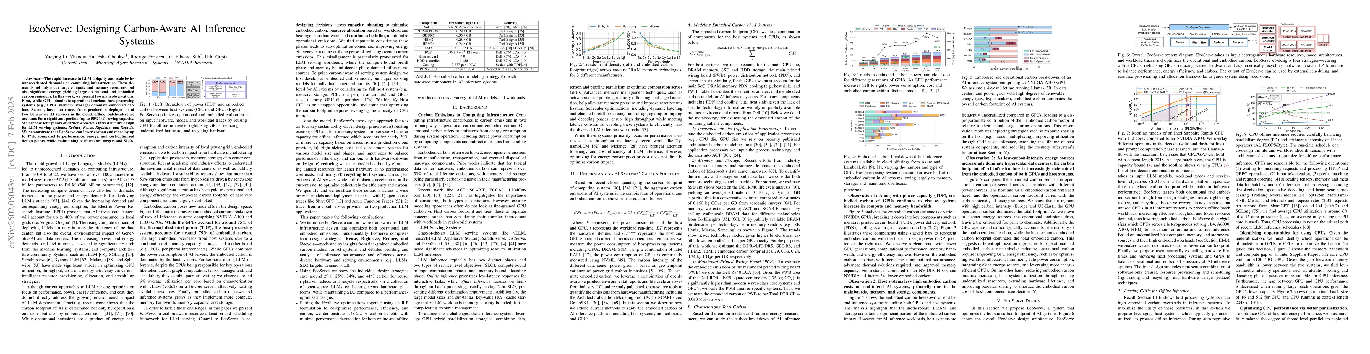 Thumbnail for EcoServe: Designing Carbon-Aware AI Inference Systems