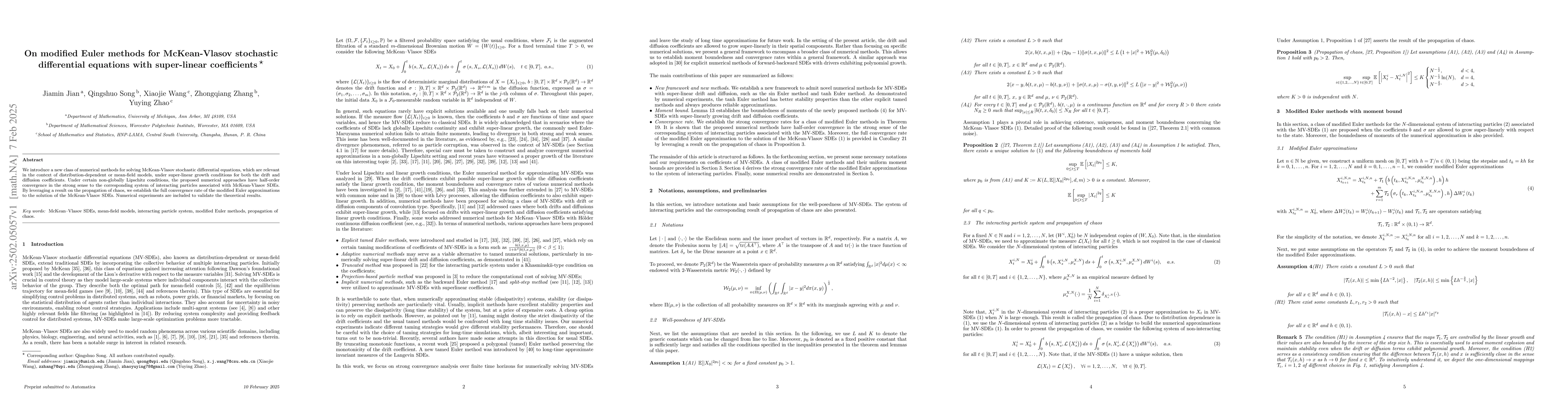 Thumbnail for On modified Euler methods for McKean-Vlasov stochastic differential
  equations with super-linear coefficients