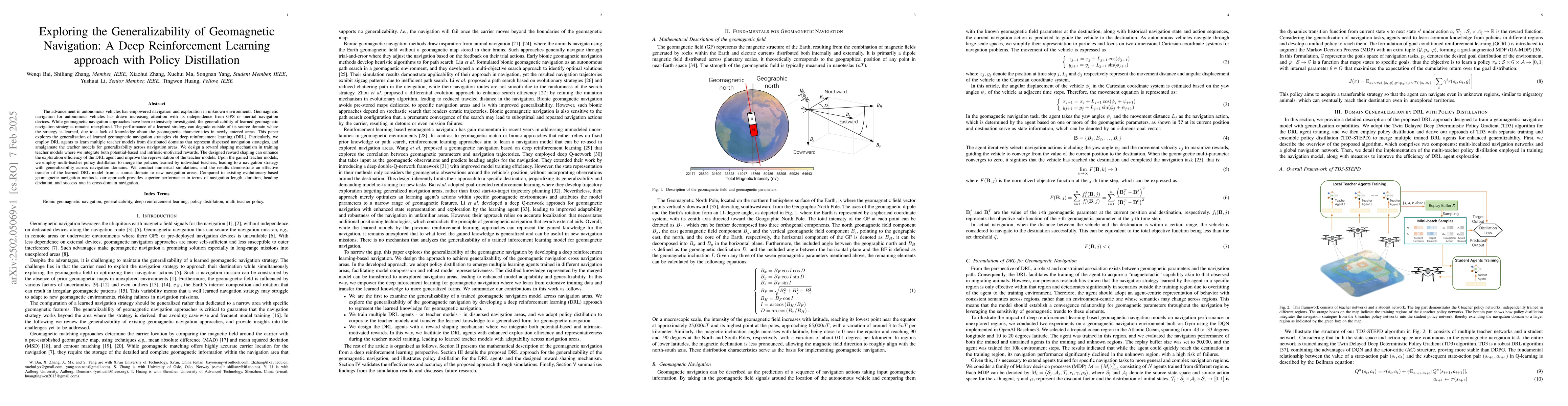 Thumbnail for Exploring the Generalizability of Geomagnetic Navigation: A Deep
  Reinforcement Learning approach with Policy Distillation