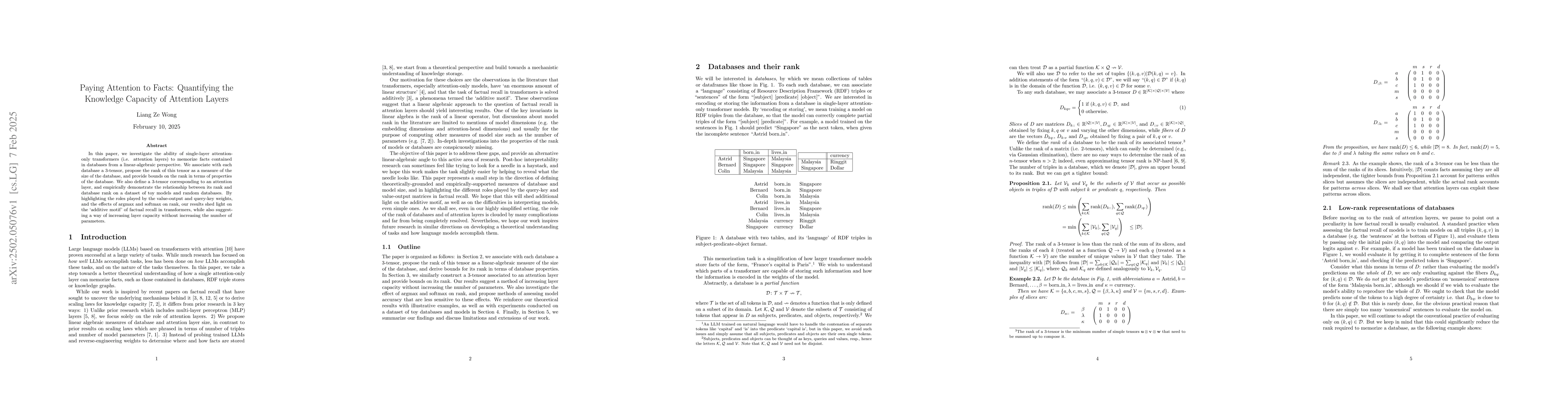 Thumbnail for Paying Attention to Facts: Quantifying the Knowledge Capacity of
  Attention Layers