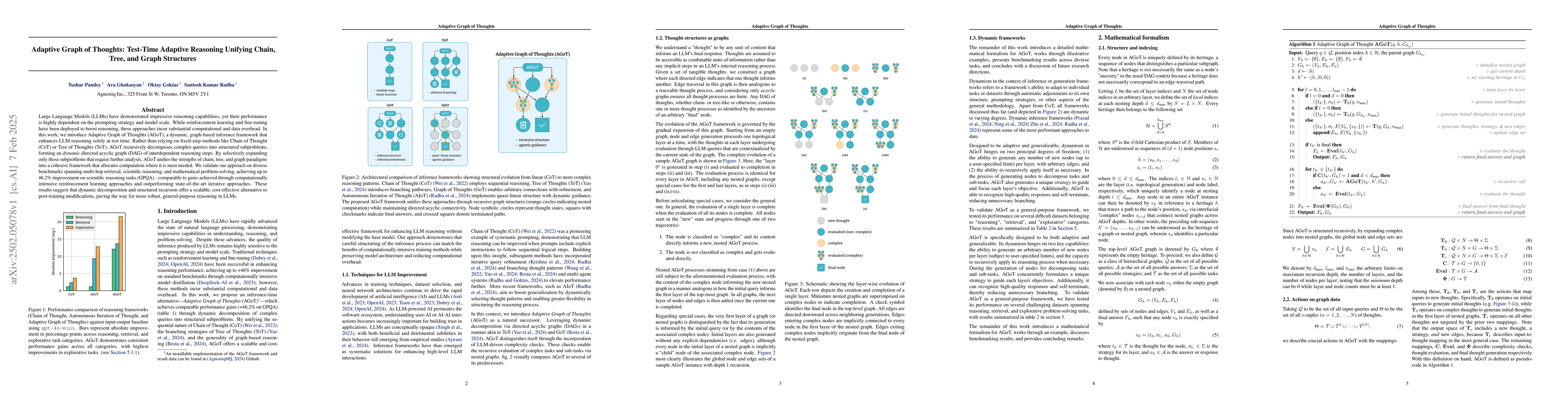 Thumbnail for Adaptive Graph of Thoughts: Test-Time Adaptive Reasoning Unifying Chain,
  Tree, and Graph Structures