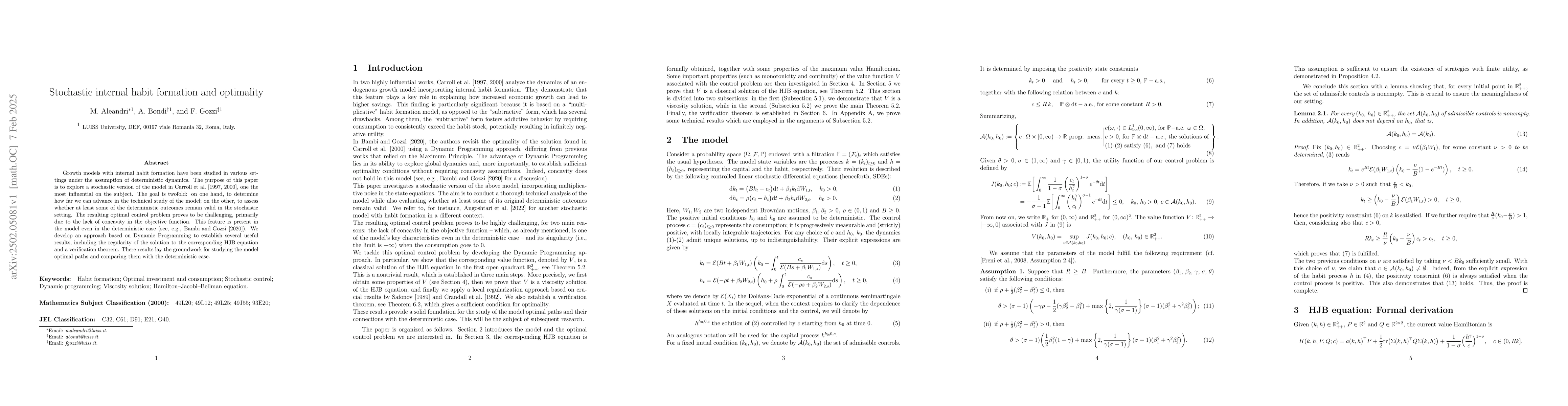 Thumbnail for Stochastic internal habit formation and optimality