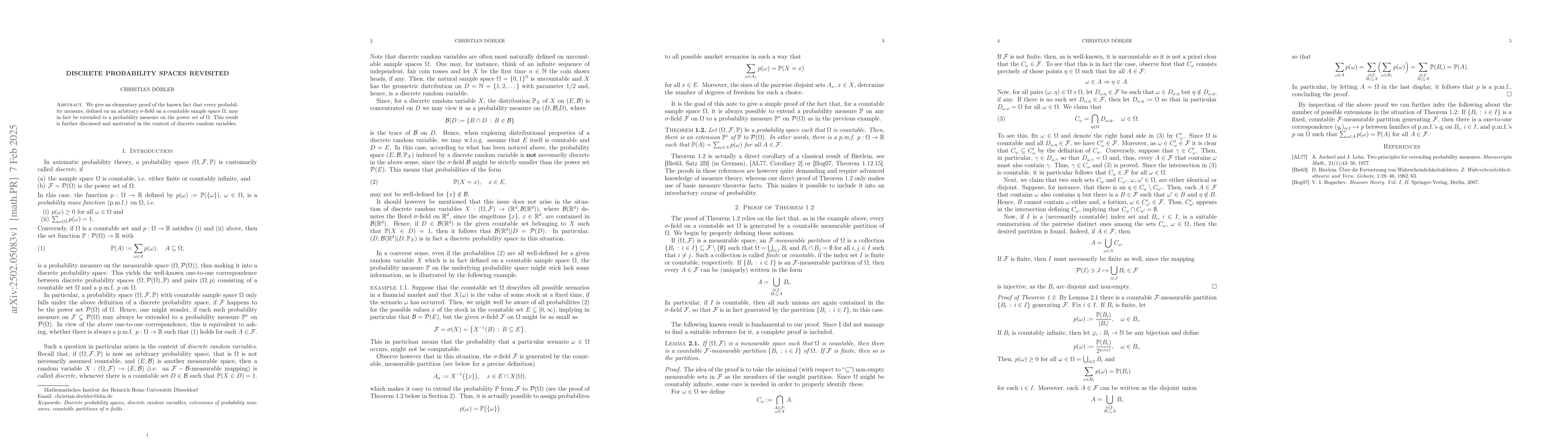 Thumbnail for Discrete probability spaces revisited
