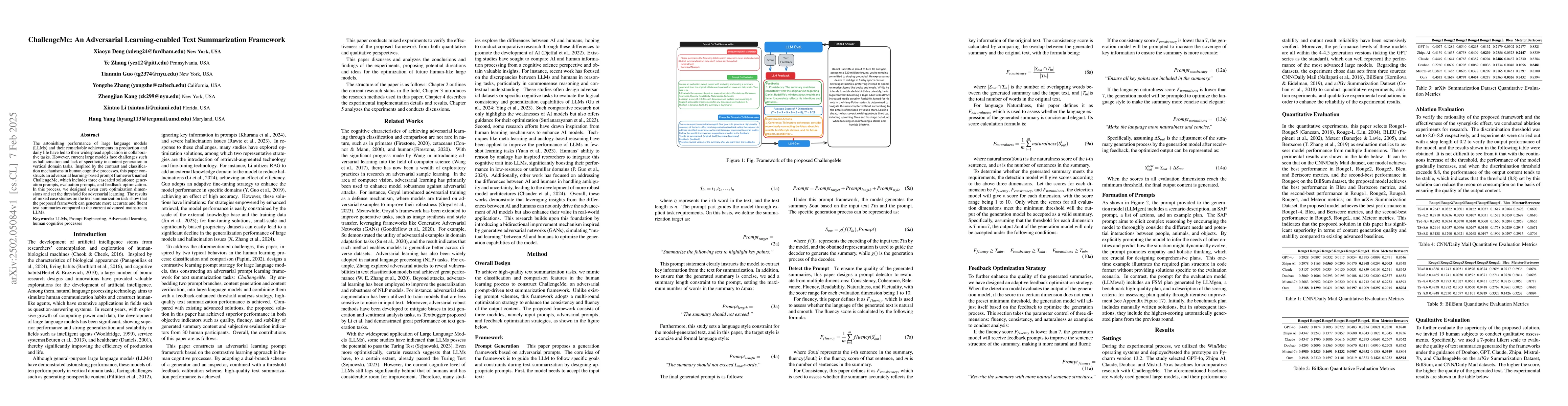 Thumbnail for ChallengeMe: An Adversarial Learning-enabled Text Summarization
  Framework