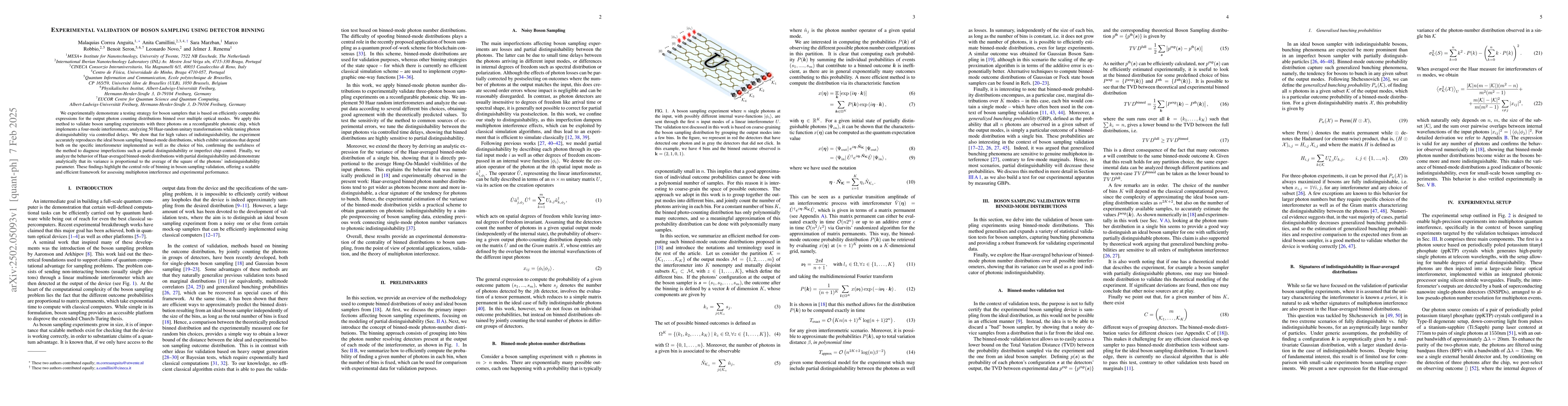 Thumbnail for Experimental validation of boson sampling using detector binning