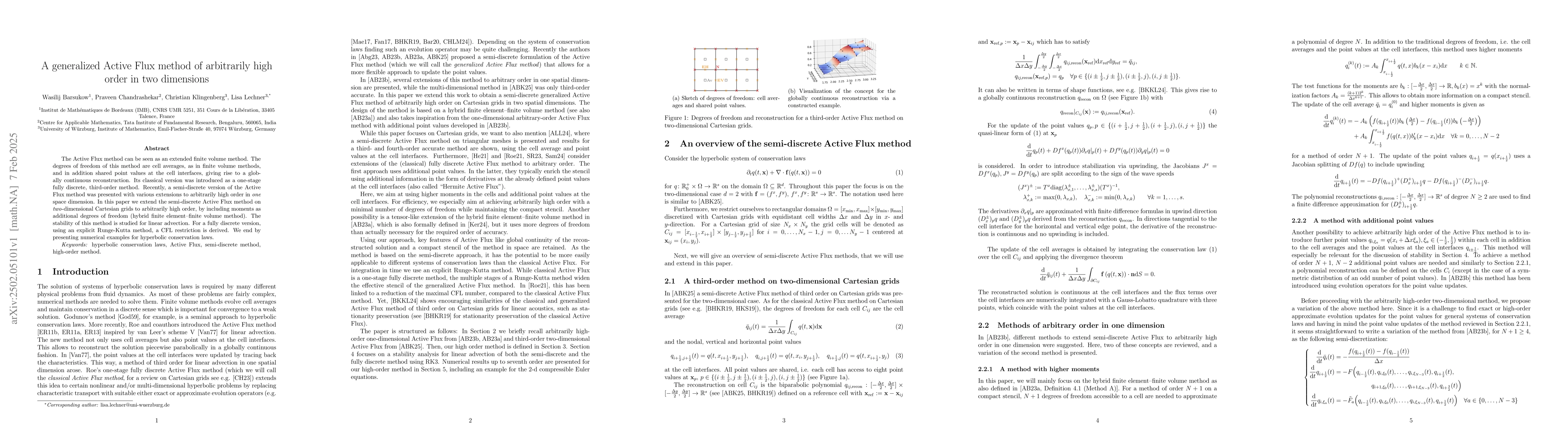Thumbnail for A generalized Active Flux method of arbitrarily high order in two
  dimensions
