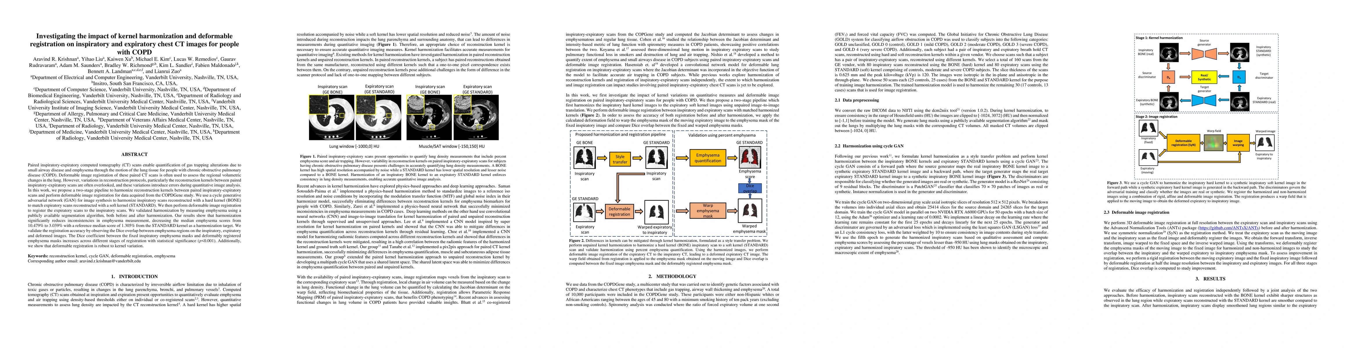 Thumbnail for Investigating the impact of kernel harmonization and deformable
  registration on inspiratory and expiratory chest CT images for people with
  COPD