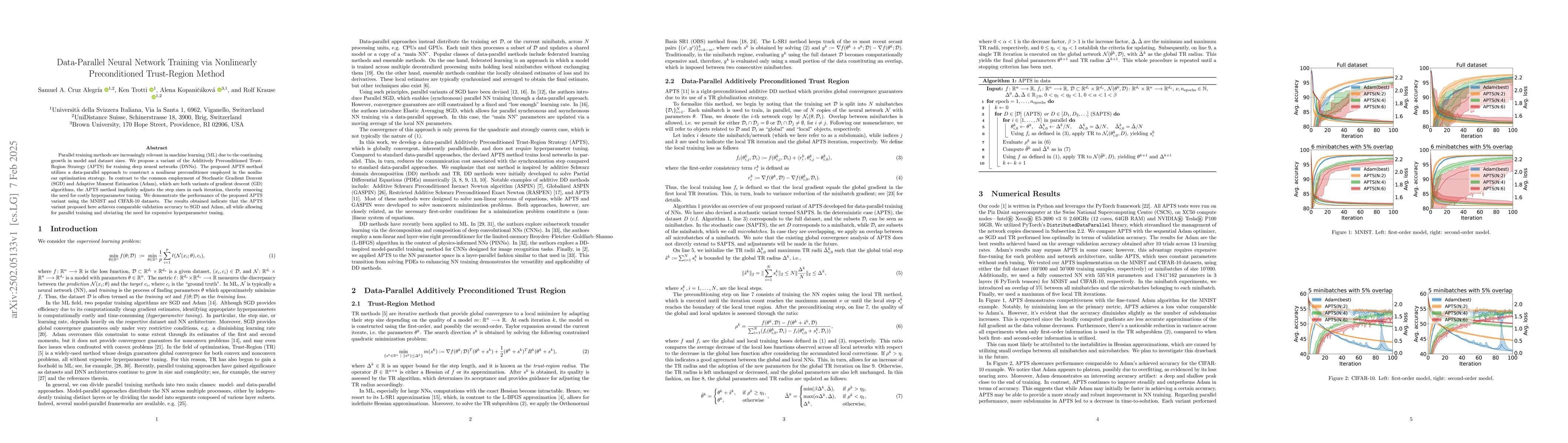 Thumbnail for Data-Parallel Neural Network Training via Nonlinearly Preconditioned
  Trust-Region Method