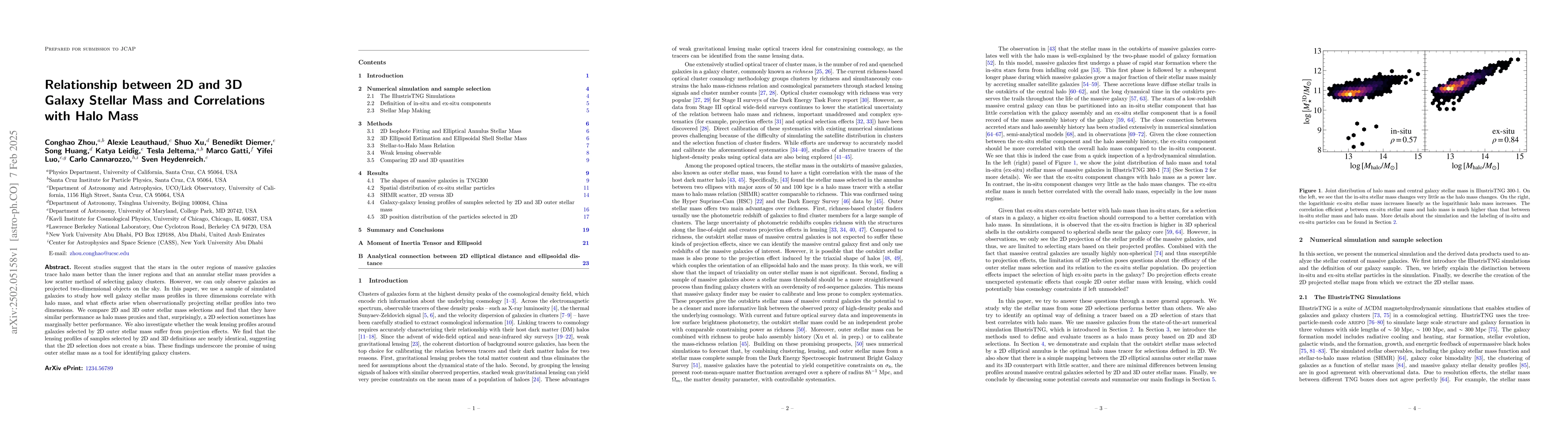 Thumbnail for Relationship between 2D and 3D Galaxy Stellar Mass and Correlations with
  Halo Mass