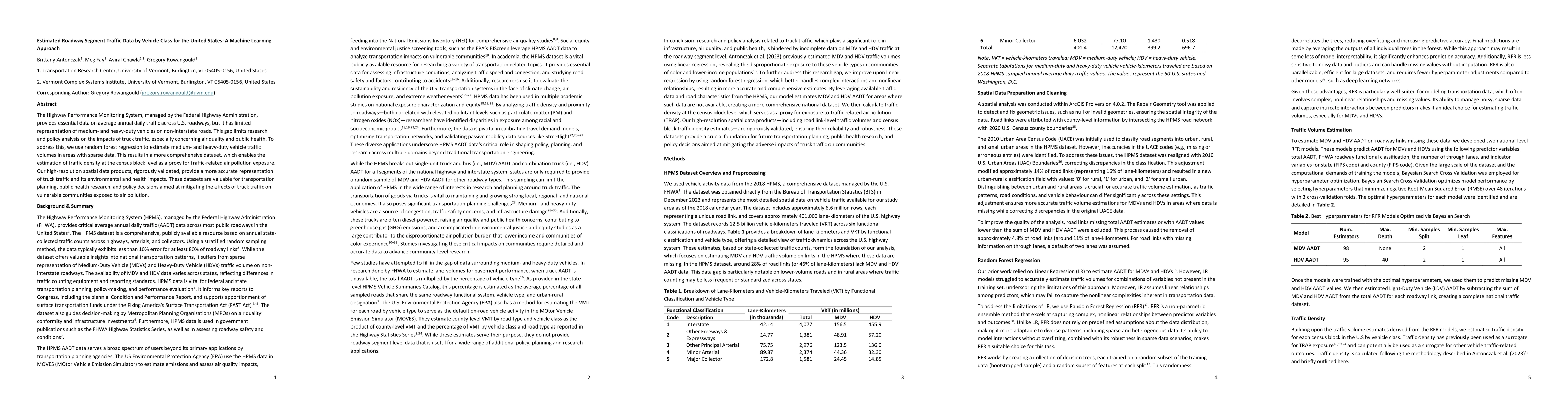 Thumbnail for Estimated Roadway Segment Traffic Data by Vehicle Class for the United
  States: A Machine Learning Approach