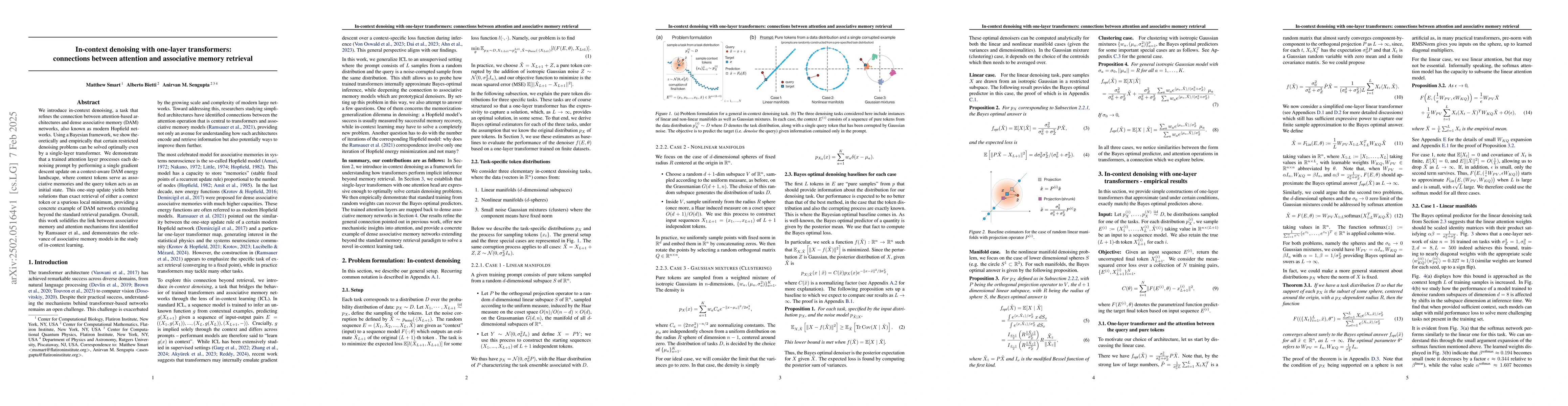 Thumbnail for In-context denoising with one-layer transformers: connections between
  attention and associative memory retrieval