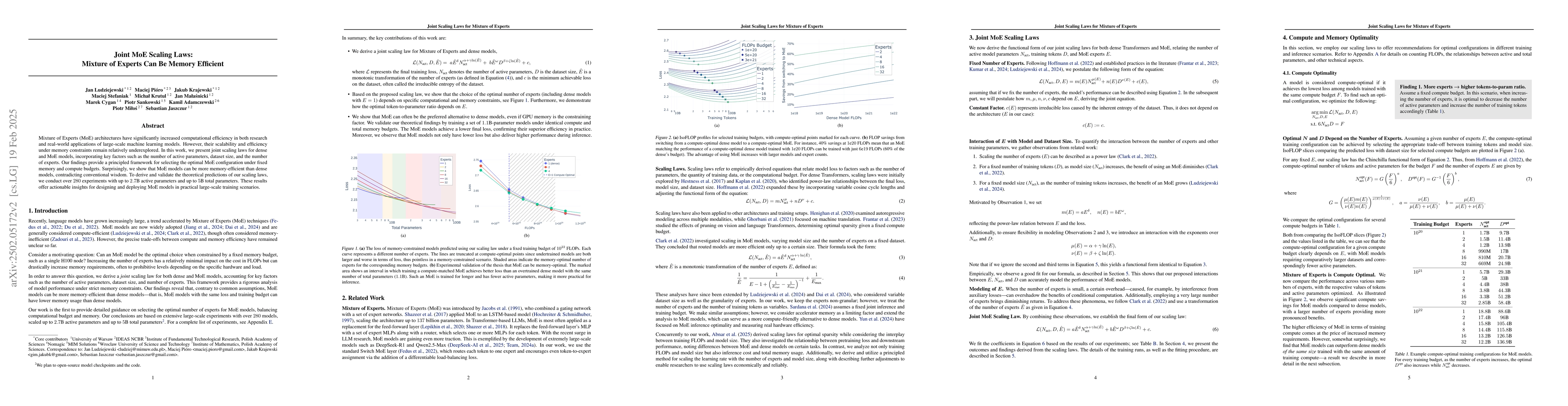 Thumbnail for Joint MoE Scaling Laws: Mixture of Experts Can Be Memory Efficient