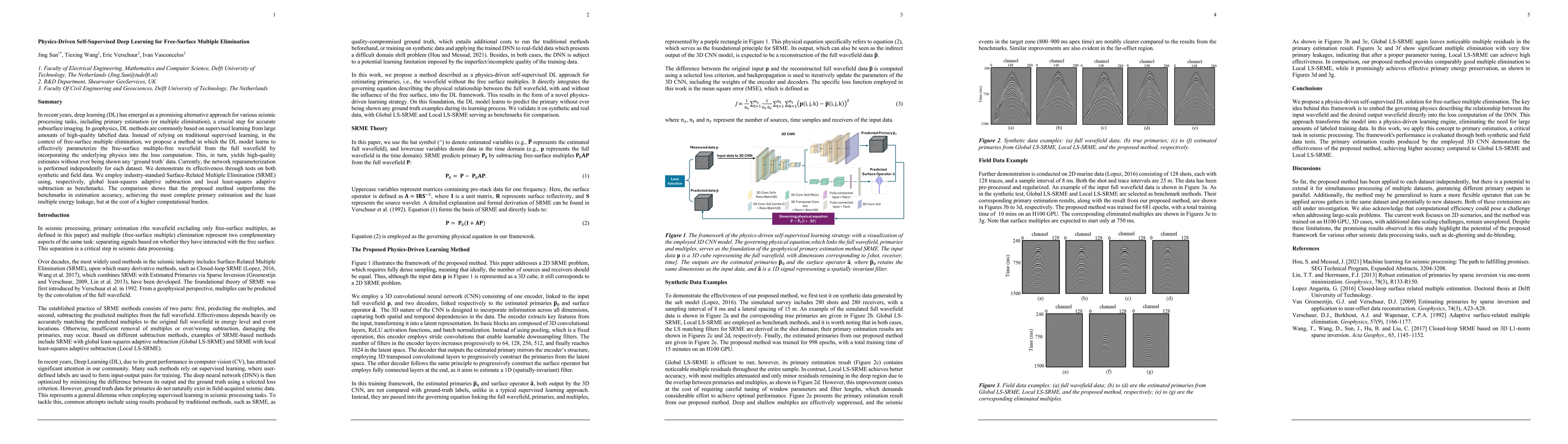 Thumbnail for Physics-Driven Self-Supervised Deep Learning for Free-Surface Multiple
  Elimination