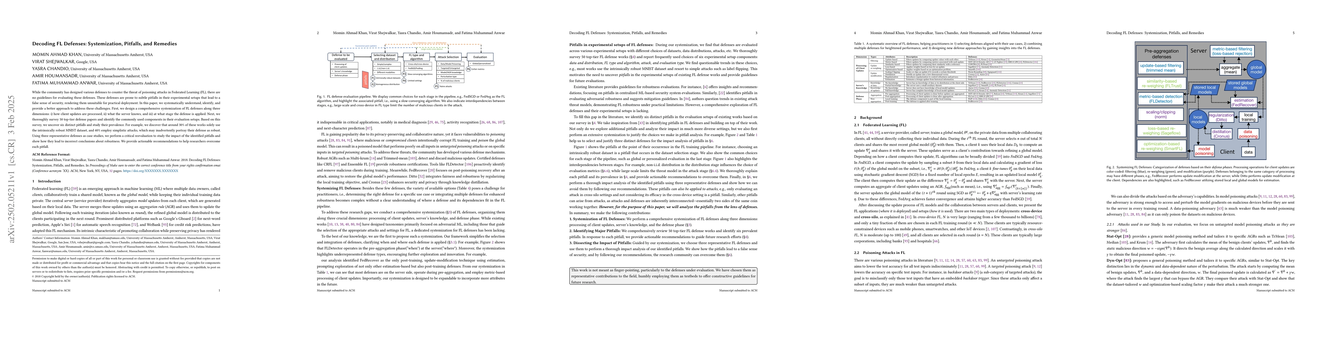 Thumbnail for Decoding FL Defenses: Systemization, Pitfalls, and Remedies
