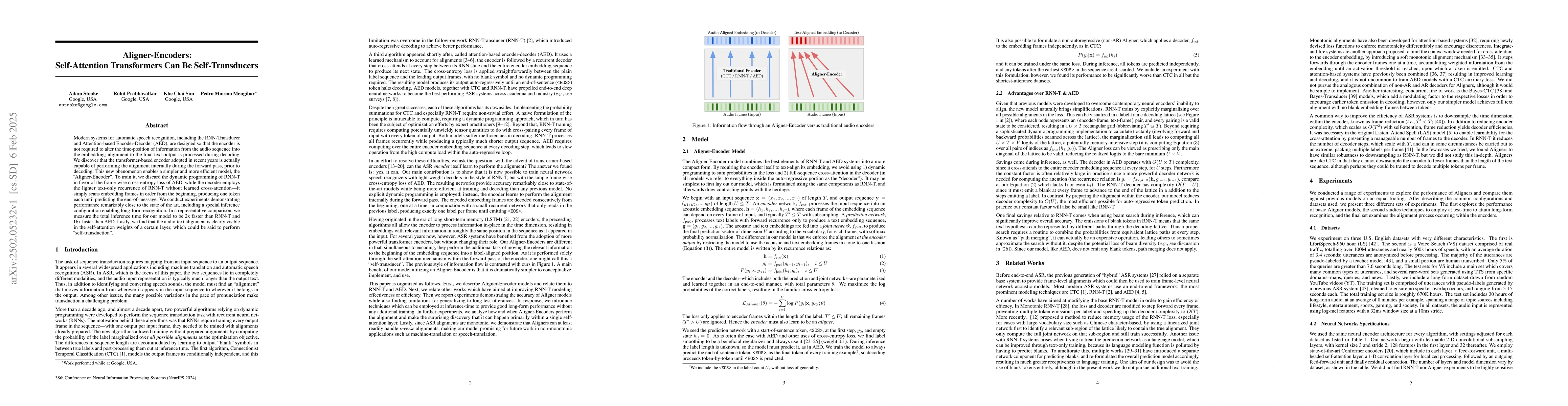 Thumbnail for Aligner-Encoders: Self-Attention Transformers Can Be Self-Transducers