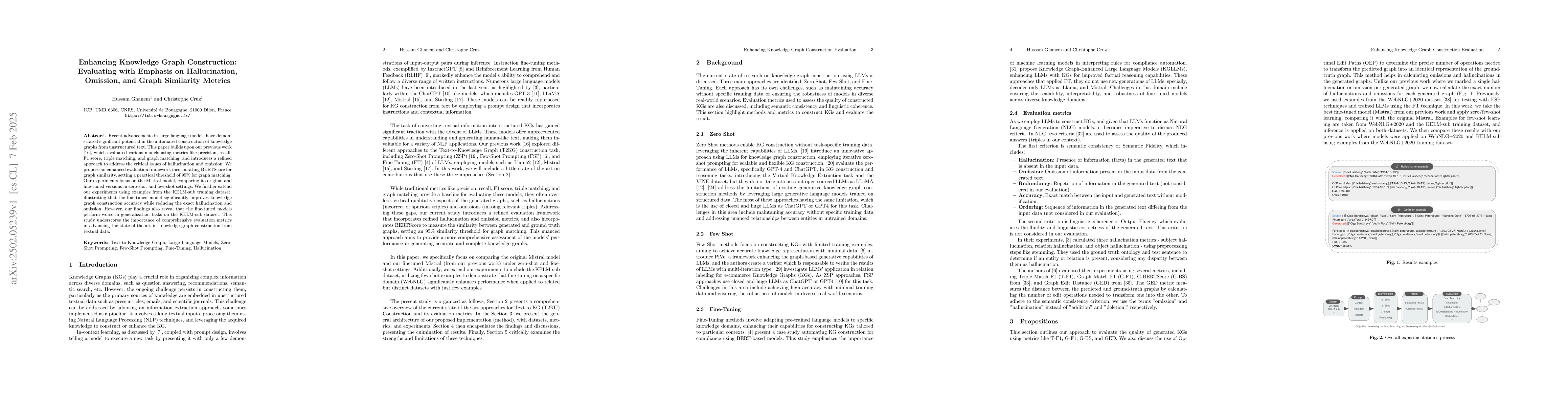 Thumbnail for Enhancing Knowledge Graph Construction: Evaluating with Emphasis on
  Hallucination, Omission, and Graph Similarity Metrics