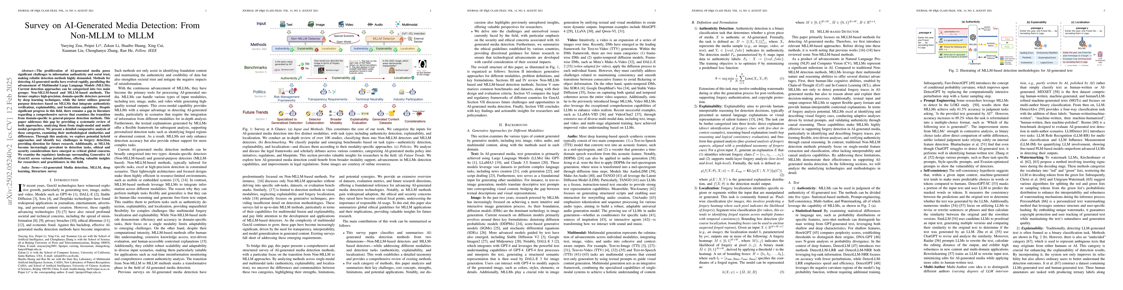 Thumbnail for Survey on AI-Generated Media Detection: From Non-MLLM to MLLM