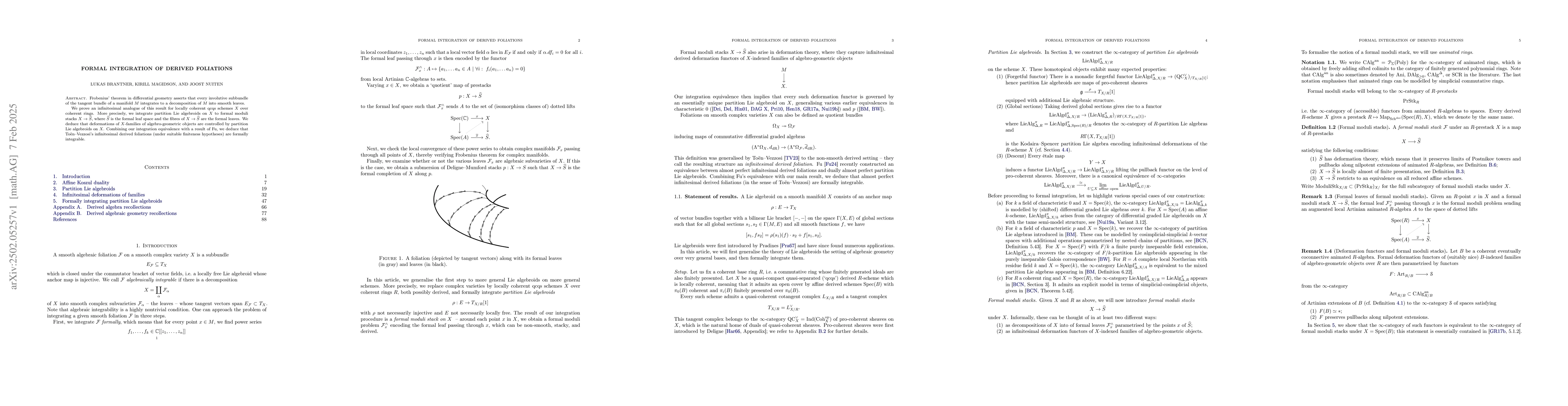 Thumbnail for Formal Integration of Derived Foliations