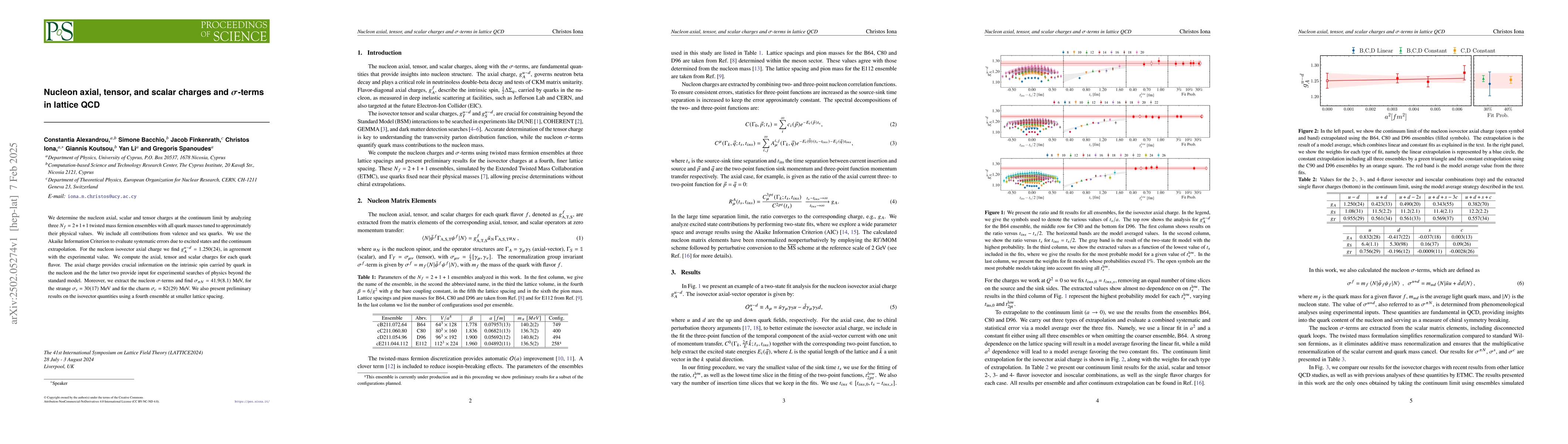 Thumbnail for Nucleon axial, tensor, and scalar charges and $σ$-terms in lattice
  QCD