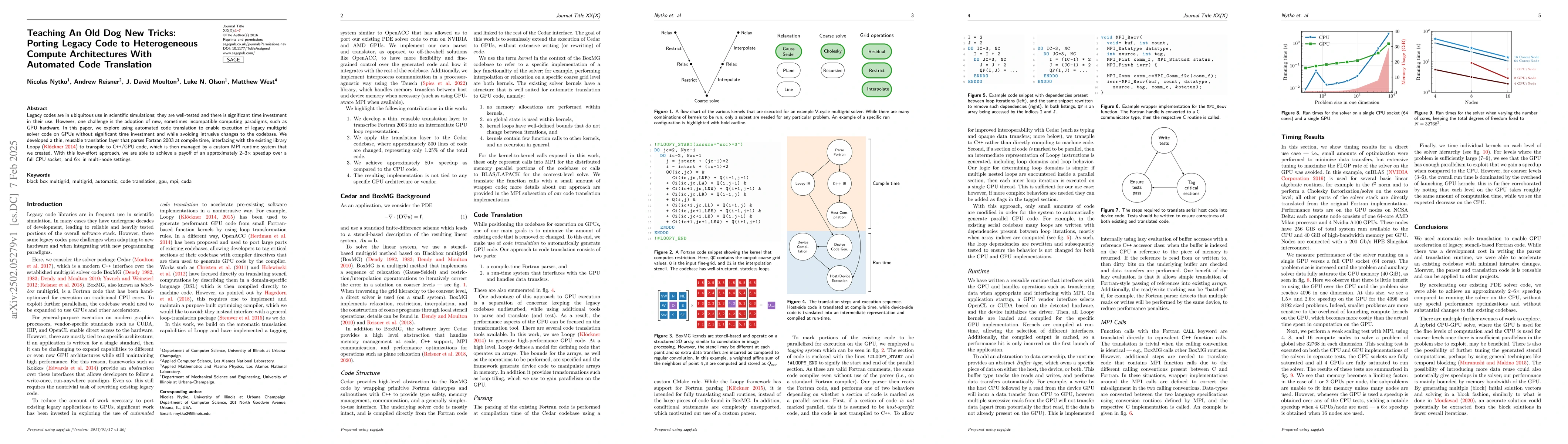 Thumbnail for Teaching An Old Dog New Tricks: Porting Legacy Code to Heterogeneous
  Compute Architectures With Automated Code Translation