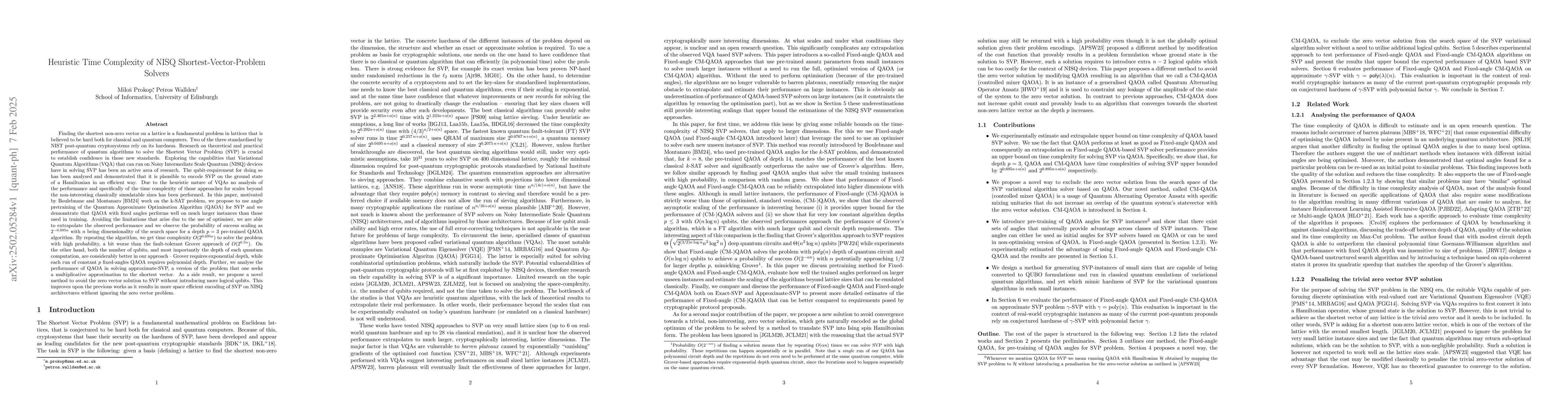 Thumbnail for Heuristic Time Complexity of NISQ Shortest-Vector-Problem Solvers