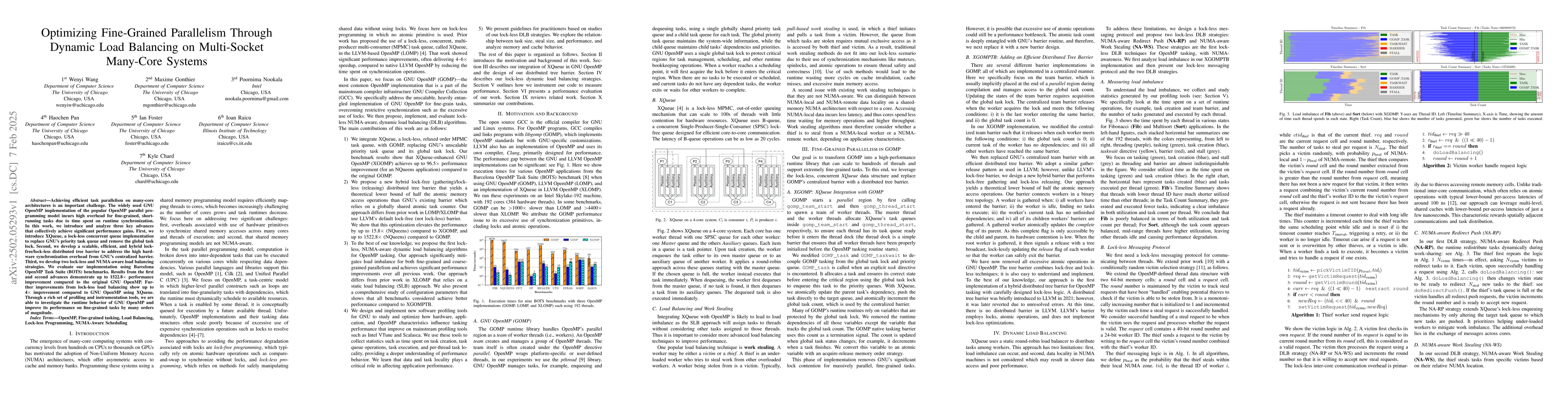 Thumbnail for Optimizing Fine-Grained Parallelism Through Dynamic Load Balancing on
  Multi-Socket Many-Core Systems