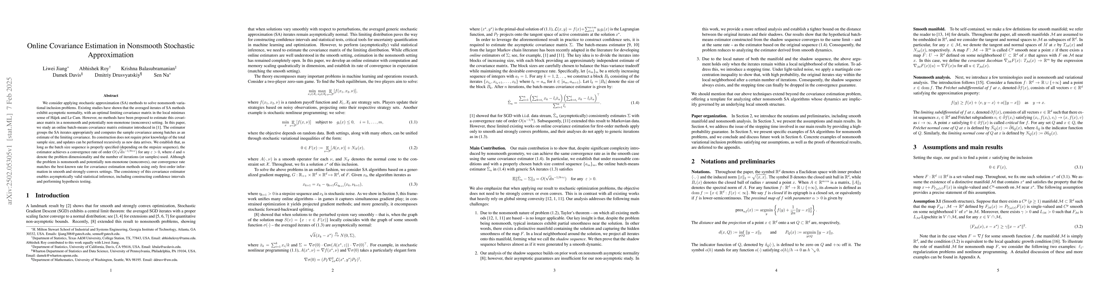 Thumbnail for Online Covariance Estimation in Nonsmooth Stochastic Approximation