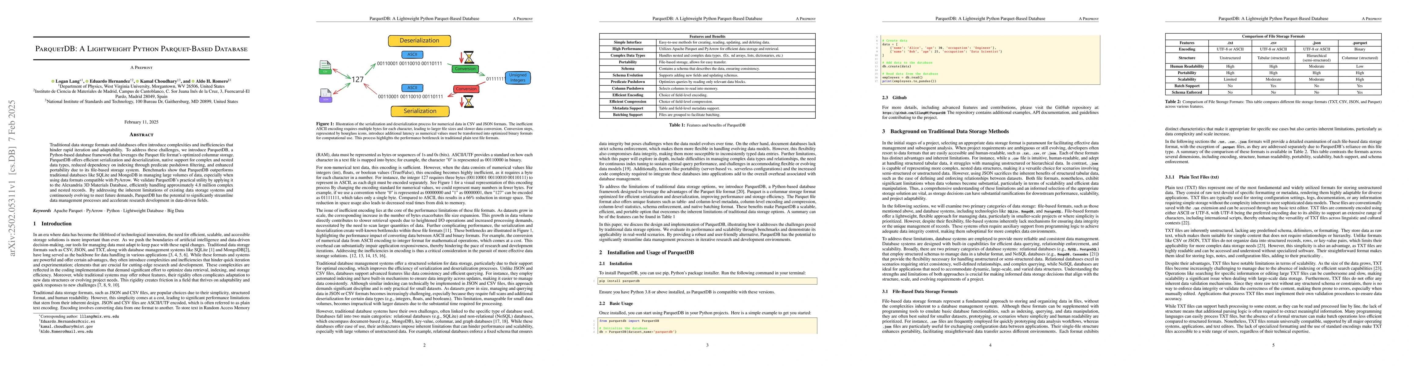 Thumbnail for ParquetDB: A Lightweight Python Parquet-Based Database