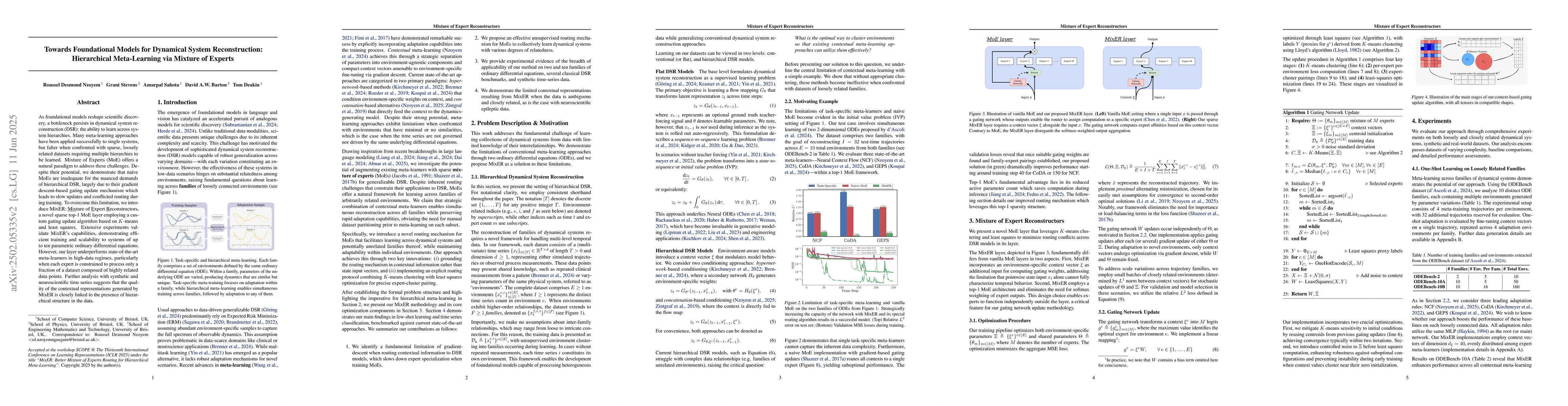 Thumbnail for Towards Foundational Models for Dynamical System Reconstruction:
  Hierarchical Meta-Learning via Mixture of Experts