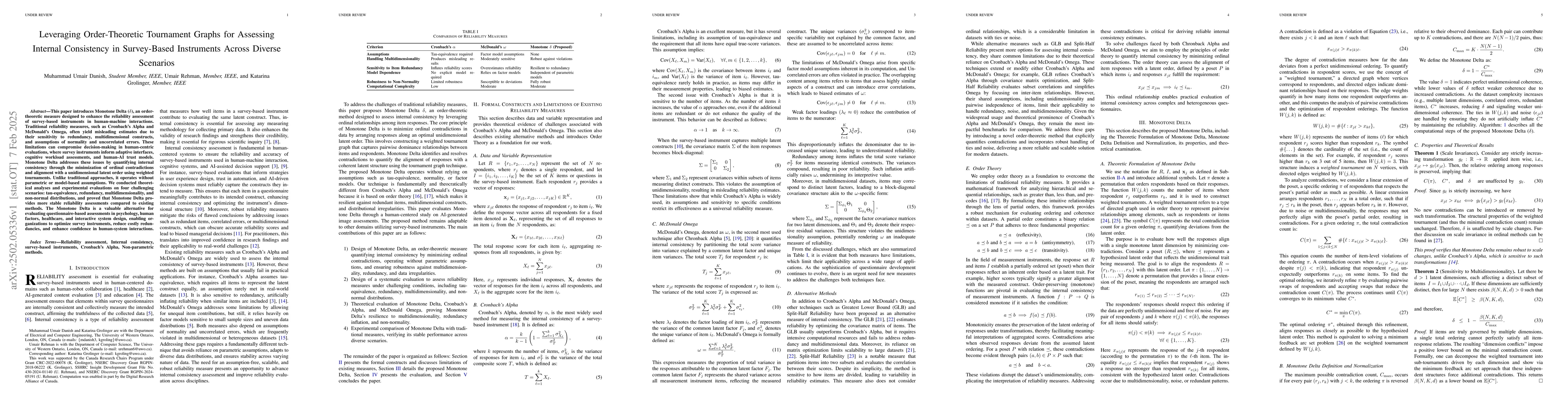 Thumbnail for Leveraging Order-Theoretic Tournament Graphs for Assessing Internal
  Consistency in Survey-Based Instruments Across Diverse Scenarios