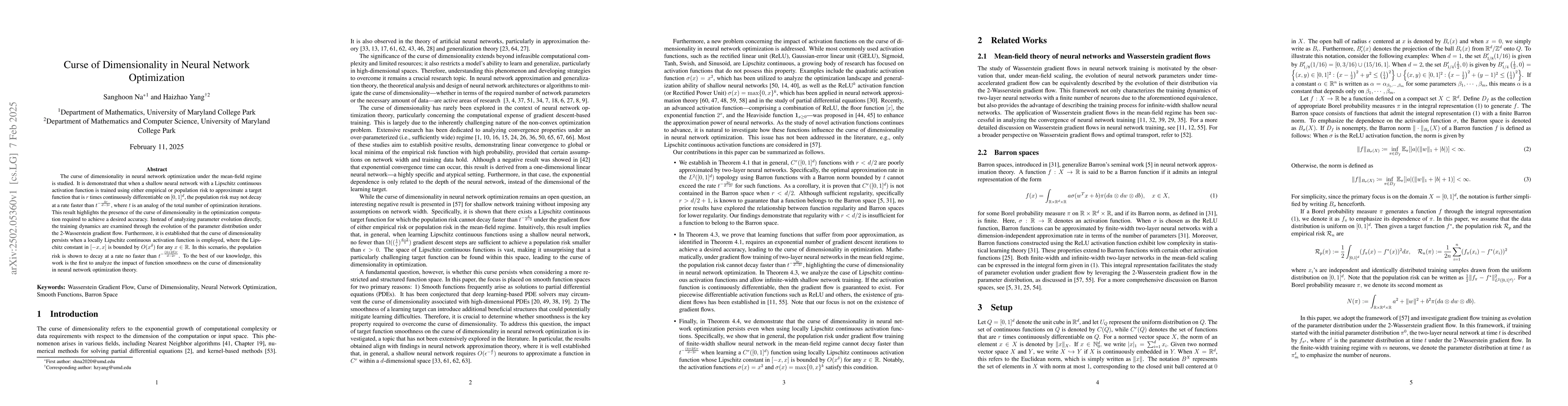 Thumbnail for Curse of Dimensionality in Neural Network Optimization