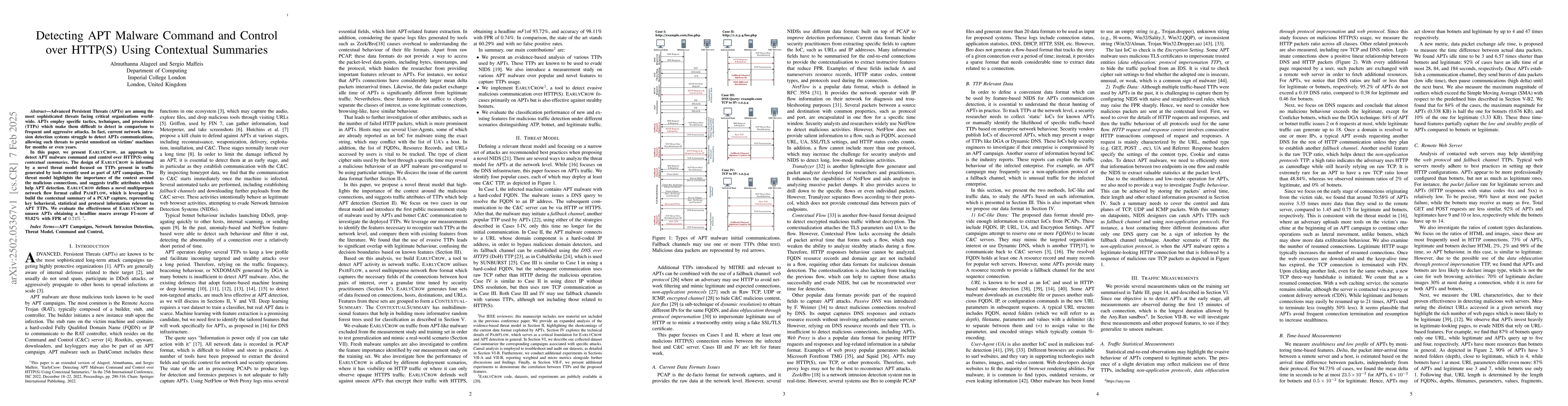 Thumbnail for Detecting APT Malware Command and Control over HTTP(S) Using Contextual
  Summaries