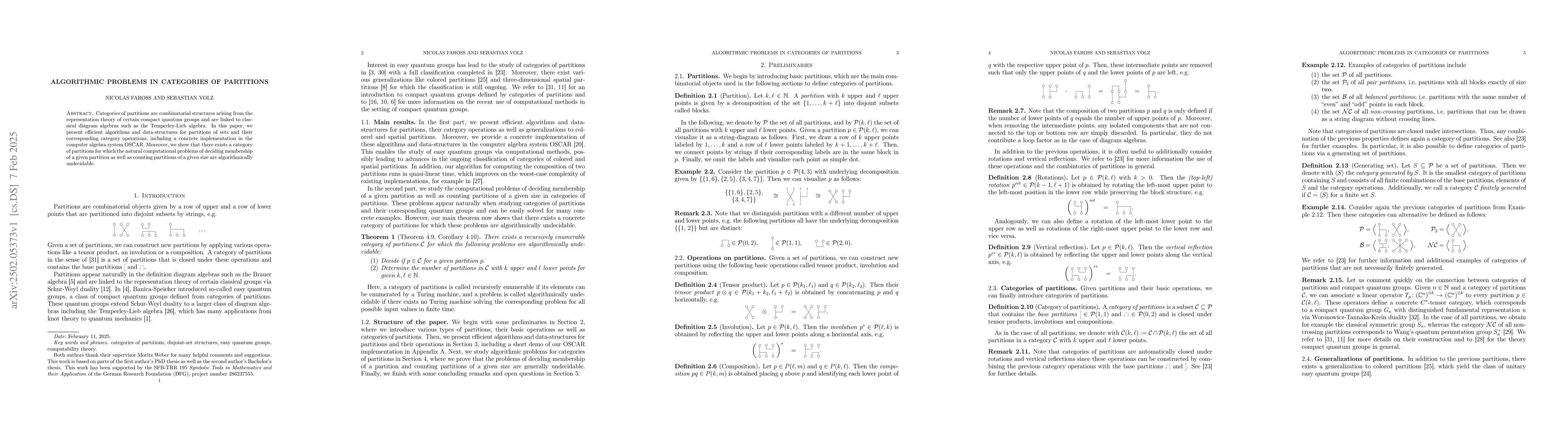 Thumbnail for Algorithmic Problems in Categories of Partitions