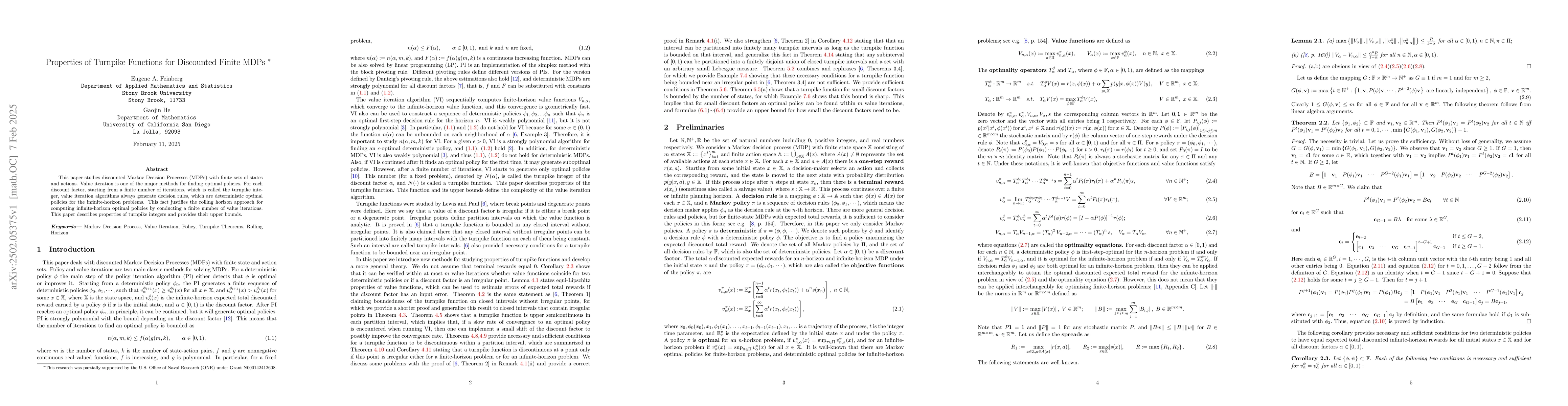Thumbnail for Properties of Turnpike Functions for Discounted Finite MDPs