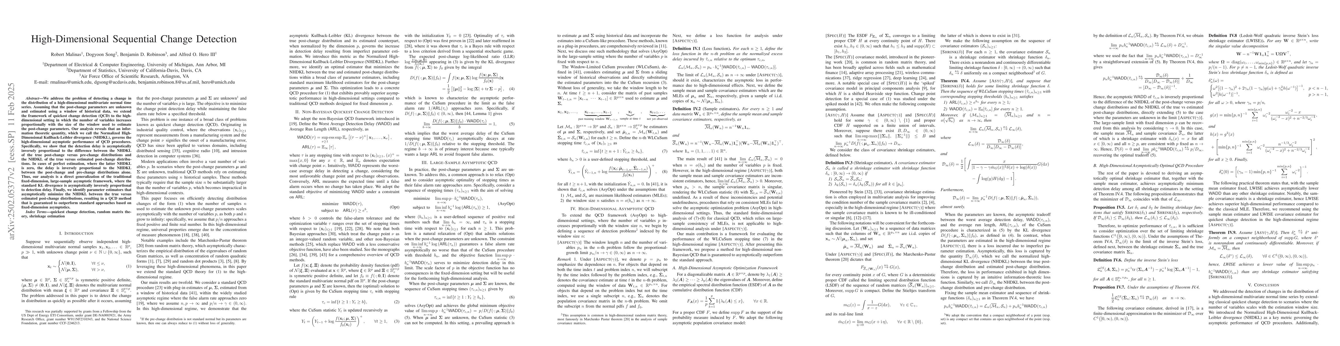 Thumbnail for High-Dimensional Sequential Change Detection