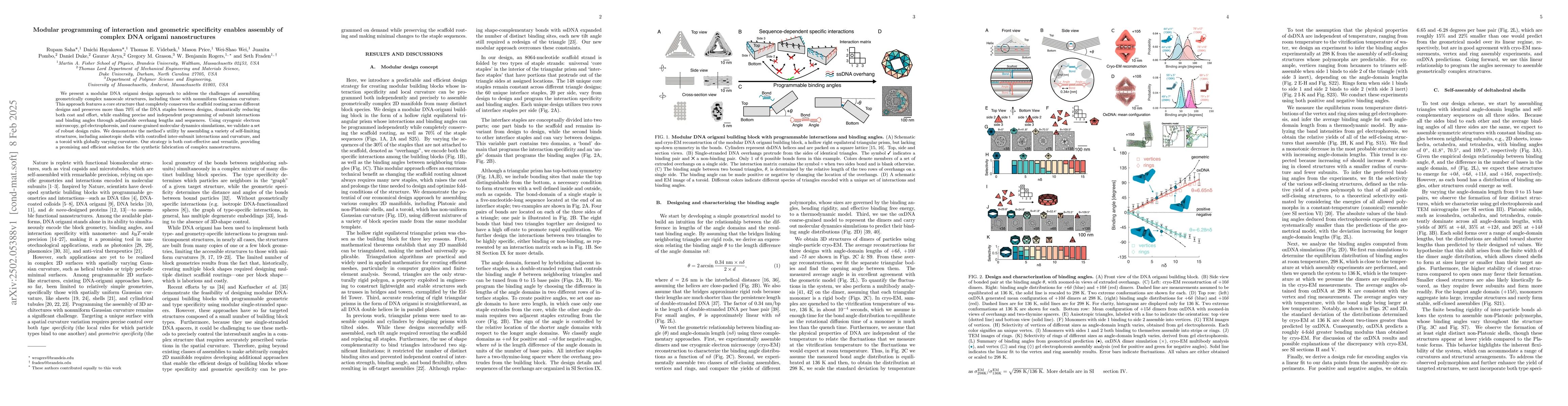 Thumbnail for Modular programming of interaction and geometric specificity enables
  assembly of complex DNA origami nanostructures
