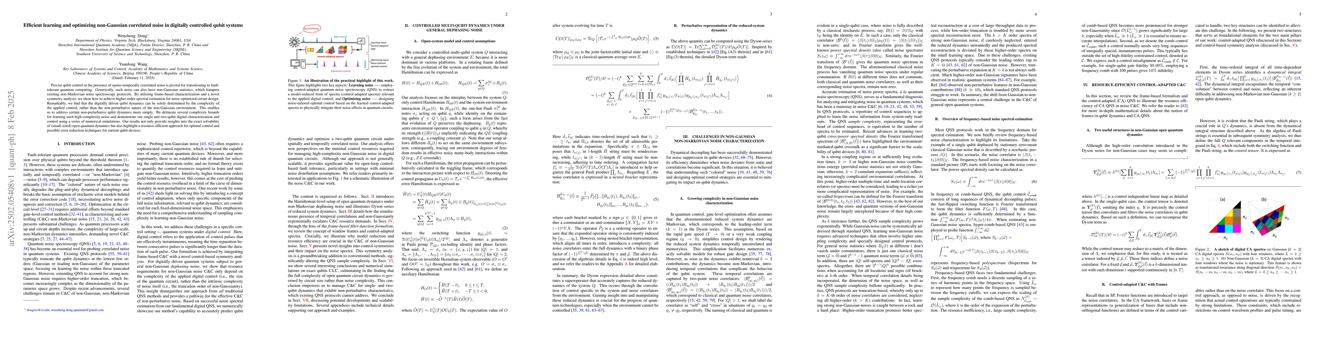 Thumbnail for Efficient learning and optimizing non-Gaussian correlated noise in
  digitally controlled qubit systems