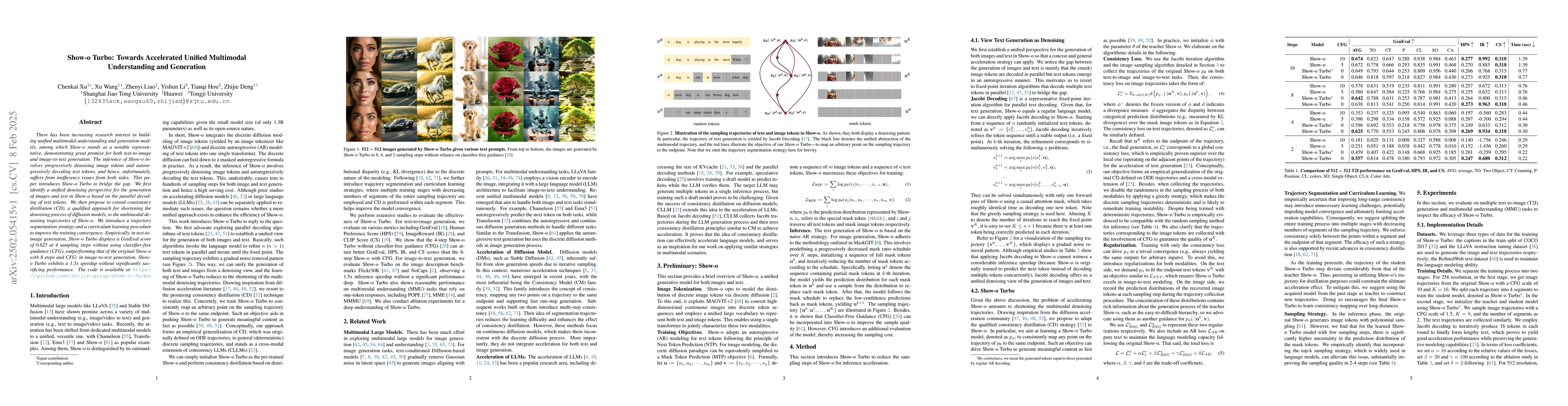 Thumbnail for Show-o Turbo: Towards Accelerated Unified Multimodal Understanding and
  Generation