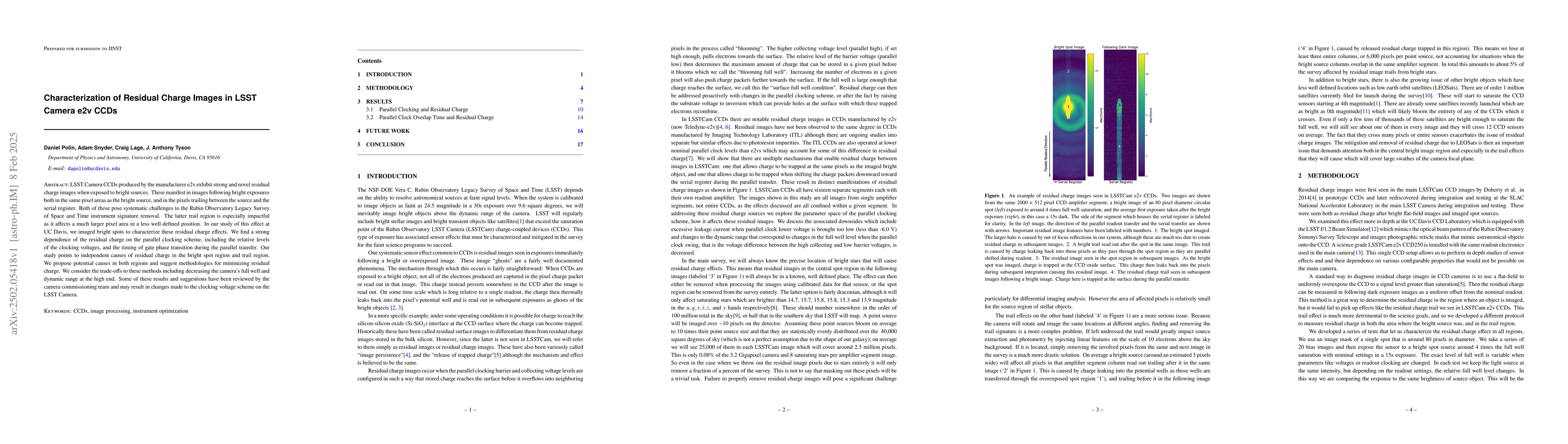Thumbnail for Characterization of Residual Charge Images in LSST Camera e2v CCDs