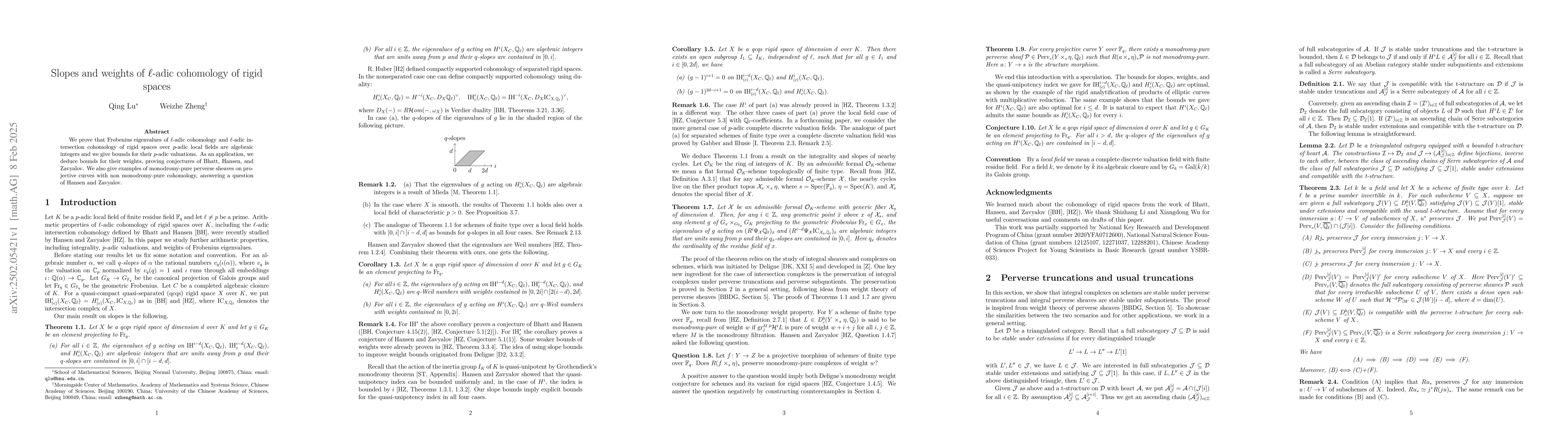 Thumbnail for Slopes and weights of $\ell$-adic cohomology of rigid spaces