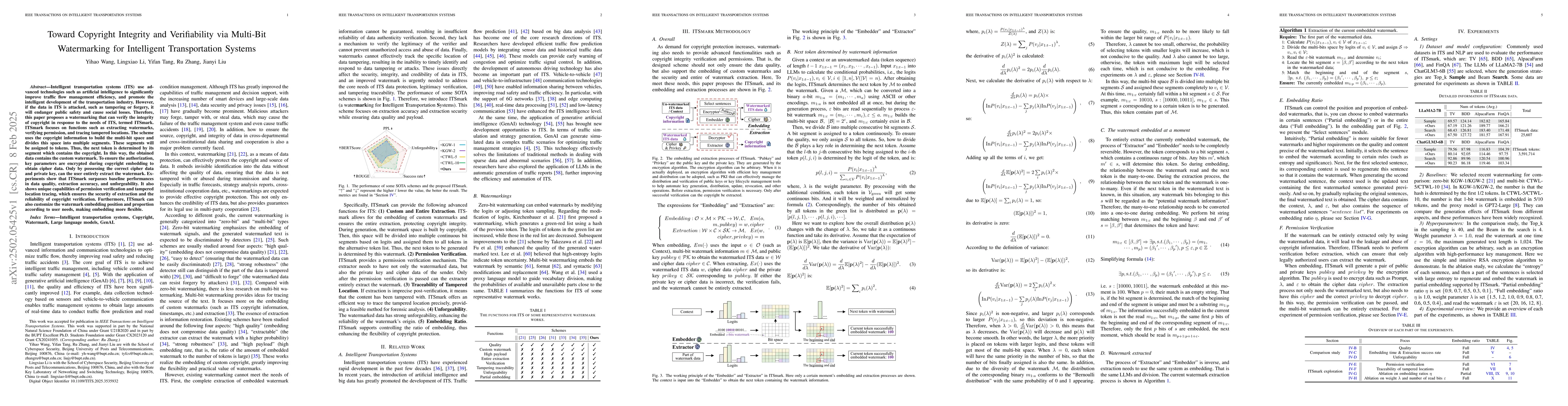 Thumbnail for Toward Copyright Integrity and Verifiability via Multi-Bit Watermarking
  for Intelligent Transportation Systems